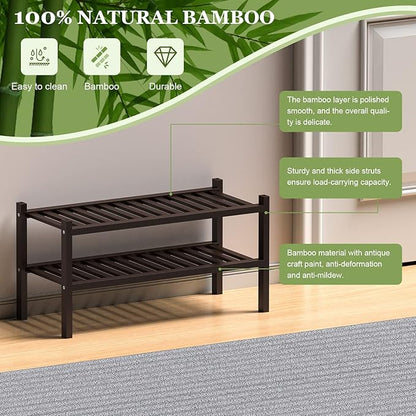 ROMGUAR CRAFT 2 Tier Bamboo Shoe Rack