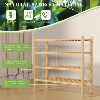 ROMGUAR CRAFT 4 Tier Bamboo Shoe Rack