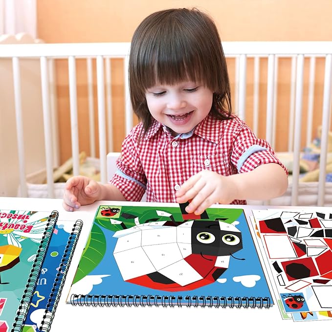 TBEEJ 2PCS Crafts for Kids Ages 4-8 Sticker Paint Books Includes Unicorn Queen Insect Witch Monster and More Designs Gift Party Create 20 Pictures（Sticker Sheets are Separate）