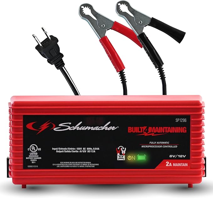 Schumacher Electric 2A Car Battery Charger and Maintainer, 3-in-1 Solution