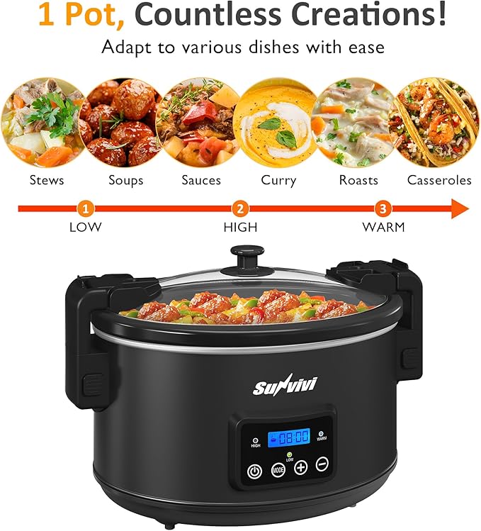 Sunvivi 8.5 Quart Programmable Slow Cooker: Multi-Cooker Food Warmer