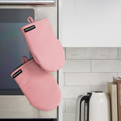 KITCHENAID Gourmet Series Gridlines Mini Oven Mitts 2-Pack Set, Heat Resistant
