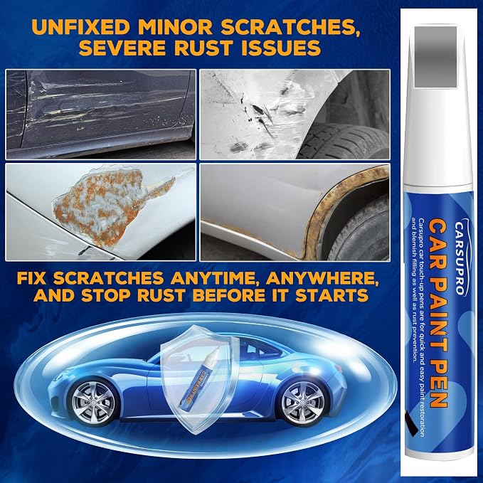 Silver Touch Up Paint for Cars,Car Paint Touch Up Pen for Deep Scratches,Car Scratch Repair Pen Auto Scratch Remover for Easy to Use and Fix(Industrial Steel Metallic)