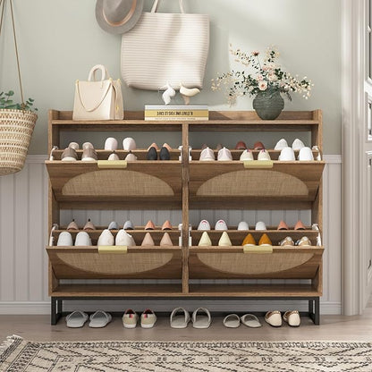 Maupvit Large Rattan Shoe Storage Cabinet