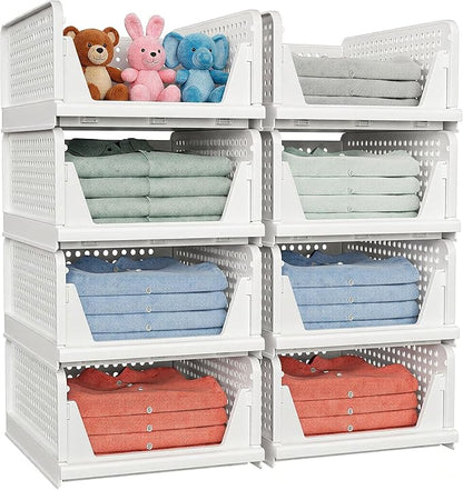 4 Pack Stackable Closet Storage Basket