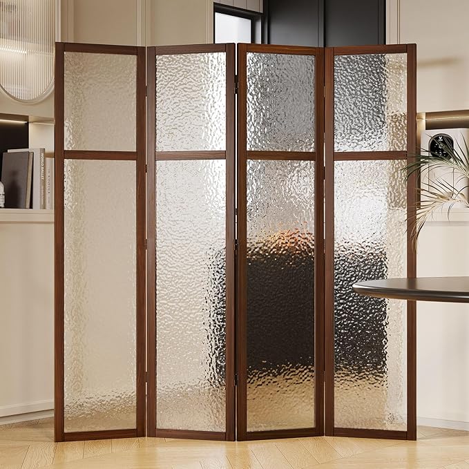 Acrylic Room Divider, 4-Panel Freestanding Partition Screen, Frosted