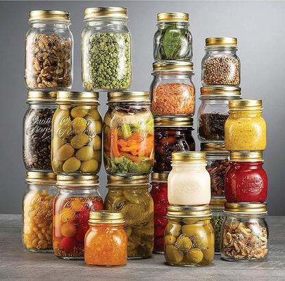 Bormioli Rocco Quattro Stagioni 8.5 Oz. Mason Jar (Set of 6) - Wide Mouth Glass Jar with Airtight Twist Lid - Classic Beehive Embossed Design for Canning, Storage & Recipes - Made in Italy, BPA Free