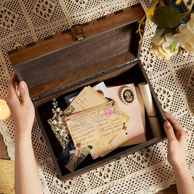 AW BRIDAL Mr and Mrs Wedding Keepsake Box Large for Couples, Wooden Engraved Memory Boxes with Lids, Bridal Shower Gifts for Bride, Engamement Gifts for Engaged Couple, Storage and Decorative Chest