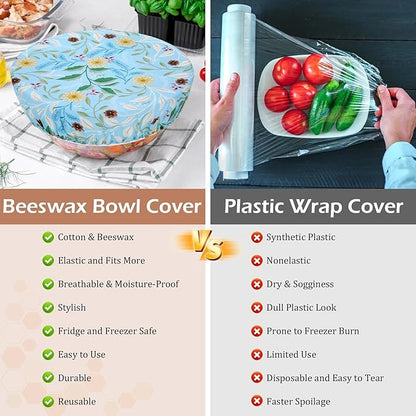 5-Size Reusable Beeswax Bowl Covers