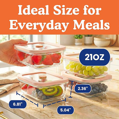 Ziruma Non-Toxic 2.6 Cup Glass Food Storage Containers