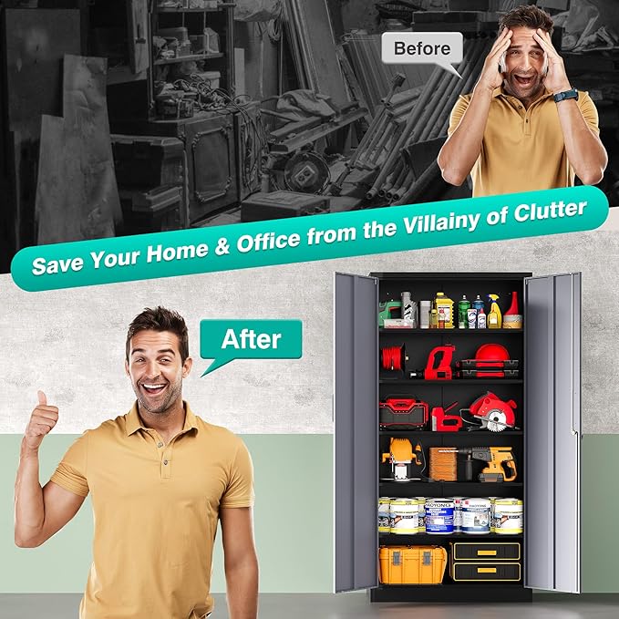 SISESOL Wide & Deep Metal Storage Cabinet
