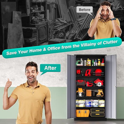 SISESOL Wide & Deep Metal Storage Cabinet