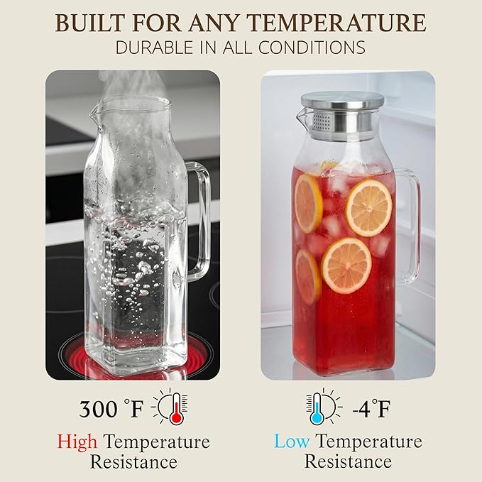 2 Pack Square Glass Pitcher
