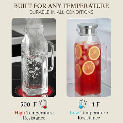 2 Pack Square Glass Pitcher