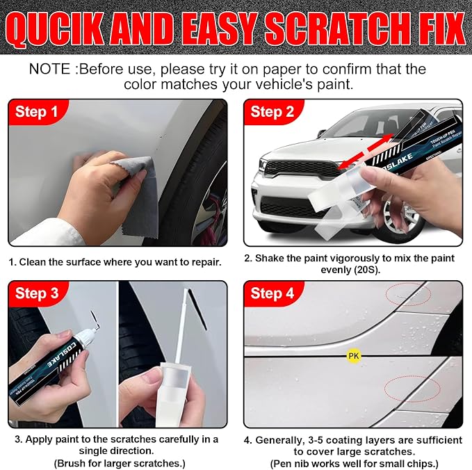Car Touch Up Paint(Diamond Black Crystal(PXJ/KXJ)) for Dodge, Car Paint Scratch Repair Kit, Quick & Easy Solution to Repair, 2 in 1 Scratch Remover Pen with 2PCS Disposable Micro Applicators