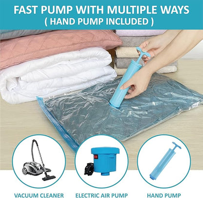 Vacuum Storage Bags, 10 Jumbo Space Saver Bags with Pump, Space Bags, Vacuum Sealer Bags for Clothes, Comforters, Blankets, Bedding