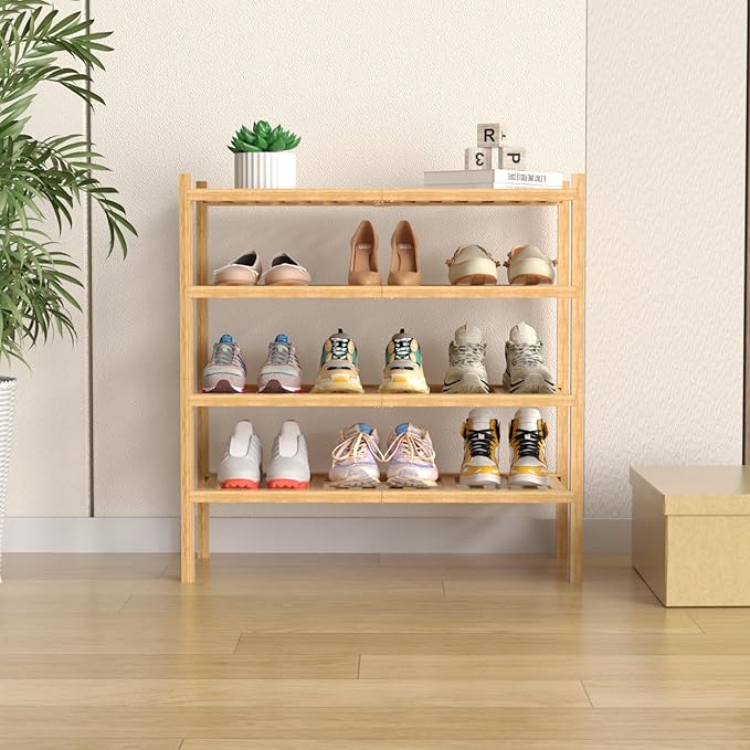 ROMGUAR CRAFT 4 Tier Bamboo Shoe Rack