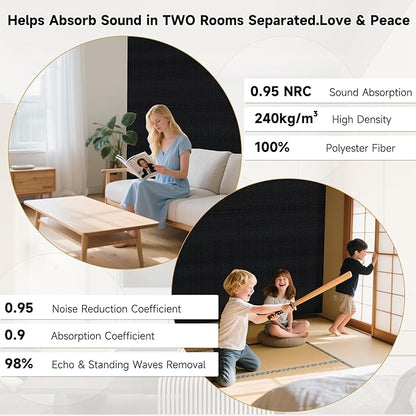 Autorific Acoustic Wall Panels, 6 Pack Total Size 72 x 48 Inches, Self-Adhesive