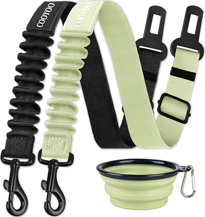 COOYOO Dog Seat Belt,3 Piece Set Retractable Dog Car Adjustable Seatbelts for Vehicle Nylon Pet Safety Heavy Duty & Elastic & Durable Car Harness for Dogs