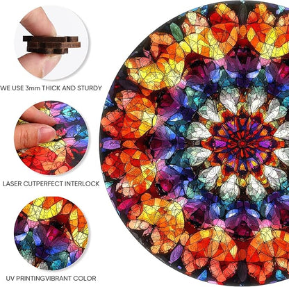 Jiroinlly Puzzles for Adults Crystal Mandela Wooden Puzzles, 200 Pieces Unique Shaped Liberty Jigsaw Puzzles, Creative Toys for Adults and Kids, Fun Challenge Family Game 11.2'' x 11.2''