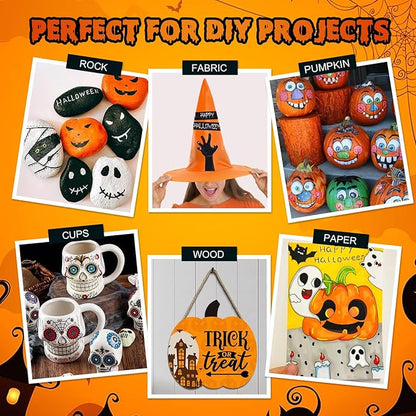 Betem 60 Colors Dual Tip Acrylic Paint Pens Markers, Premium Acrylic Paint Pens for Halloween Decorations, Wood, Canvas, Stone, Rock Painting, Glass, Ceramic Surfaces, Pumpkin Painting Kit DIY Crafts