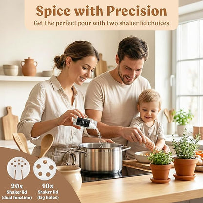 EDELHAUS Glass Spice Jars with Labels Spice Containers with 240 Labels