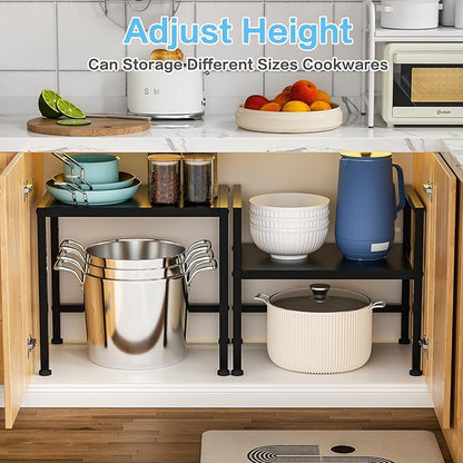 17.3 Inches Metal Storage Shelves,150LBS Heavy Duty Shelving Units and Storage For Small Appliance,Adjustable Utility Storage and Organization Shelf Rack For Kitchen Cabinet Closet Under Sink Pantry