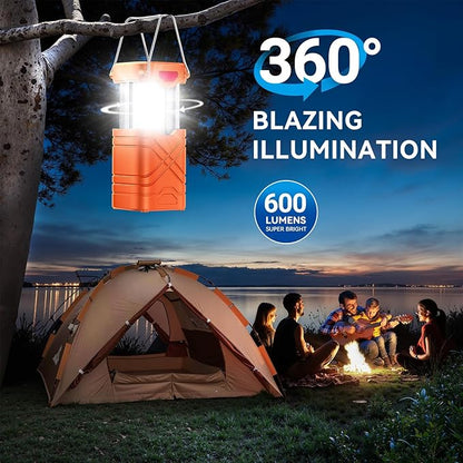 LETMY 4 Pack Camping Lantern, Rechargeable LED Lanterns, Solar Lantern Battery Powered Hurricane Lanterns Flashlight with 3 Powered Ways & USB Cable for Emergency, Power Outage, Hurricane Supplies