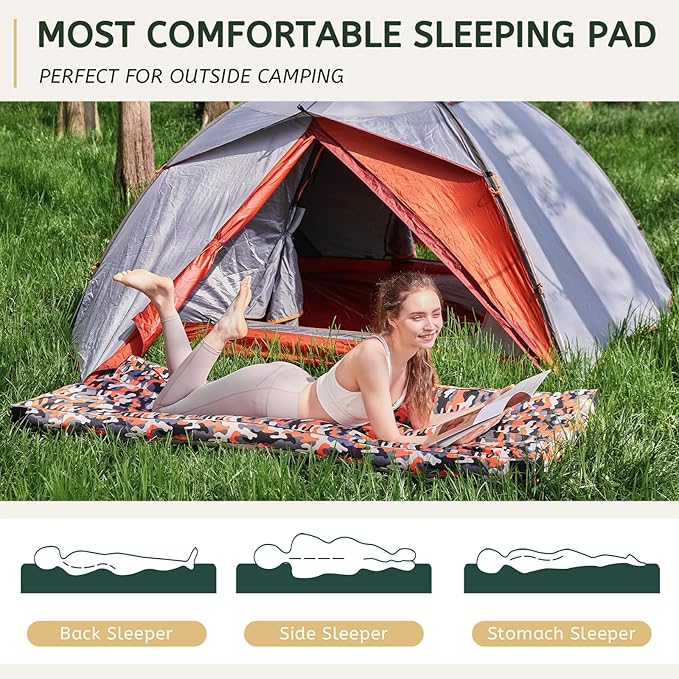 HomeMate CertiPUR-US Memory Foam Camping Mattress Pad Portable Roll Up Mattress for Adults Sleeping Mat Cot Mattress Pad
