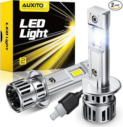 AUXITO H1 Bulbs, 1500% Brighter 6500K White, 1:1 Mini Size No Adapter Needed, 3 Min Quick Install, No Flicker, 99% Compatibility, Pack of 2