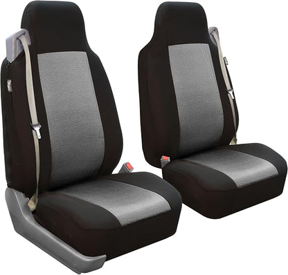 FH Group All Purpose Flat Cloth Car Seat Covers - Universal Fit, Full Set Seat Covers, Washable, Fit Most Car, Truck, SUV, Van - Black
