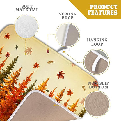 Autumn Drying Matt Kitchen Counter Small Absorbent Coffee Mat Fall Forest