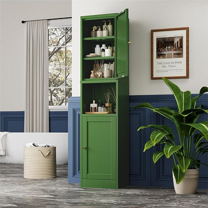2-Door Metal Storage Cabinet, Tall Slim Pantry Organizer