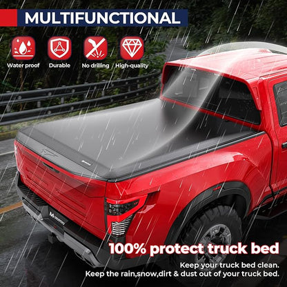 MOSTPLUS 5FT Tri Fold Soft Folding Truck Bed Tonneau Cover Compatible with Nissan Frontier 2005-2025 2026 Fleetside/Suzuki Equator 2009-2014 On Top 60Inch
