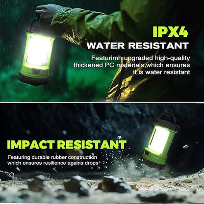Camping Lantern, 3000LM LED Rechargeable Battery Operated Lantern, 5 Light Modes, COB Waterproof Lantern Flashlight, Camping Light for Power Outage, Hurricane, Survival, Hiking