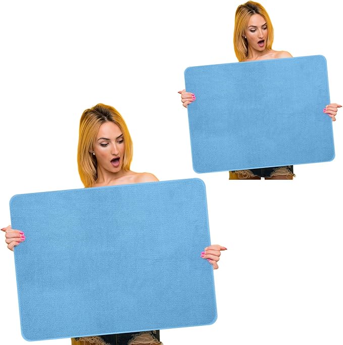 Hushee 2 Pack Extra Large Dish Drying Mat Microfiber Absorbent Dish Drying Pad