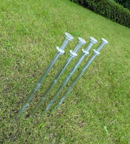 Double Head Tent Stakes - Heavy Duty 1045 Steel Heat-Treated Ground Spikes, Forged Geometric Sharp Tips for Stronger Hold, 0.79??20mm) Diameter x 24" Length, 4-Pack