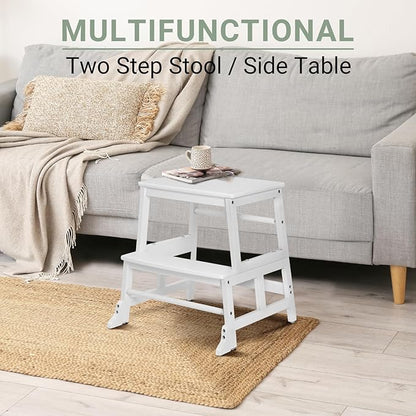 COSYLAND Toddler Kitchen Step Stool Helper - Wooden Standing Tower for Kids with Anti-Tip Support Legs - Mothers' Helper Kids Learning Stool for Kitchen Counter (White)
