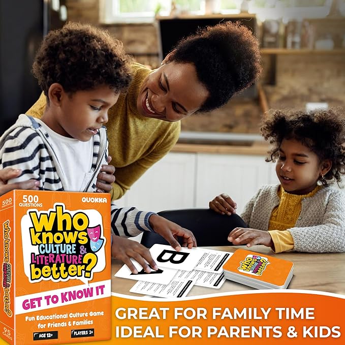 Board Games for Kids 8-12 and Family - Educational Card Game for Kids Age 12+ - Who Knows Culture and Literature Better? - 500+ Questions - Trivia for Family Game Night and Travel Fun