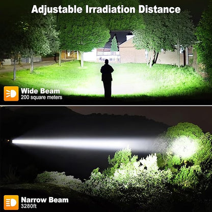 Rechargeable Flashlights 90000 High Lumen, 10000 ɱAh ?ATTERY LED Flashlight with Cob-Light for Home, Super Bright Flash Light 7 Modes, IPX7 Waterproof for Outdoor Camping