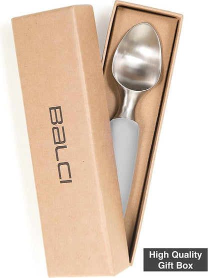 BALCI Ice Cream Scoop - Heavy Duty Stainless Steel Icecream Scooper With Non-Slip Rubber Grip - Professional Metal Ice-Cream Spade - Dishwasher Safe – Grey