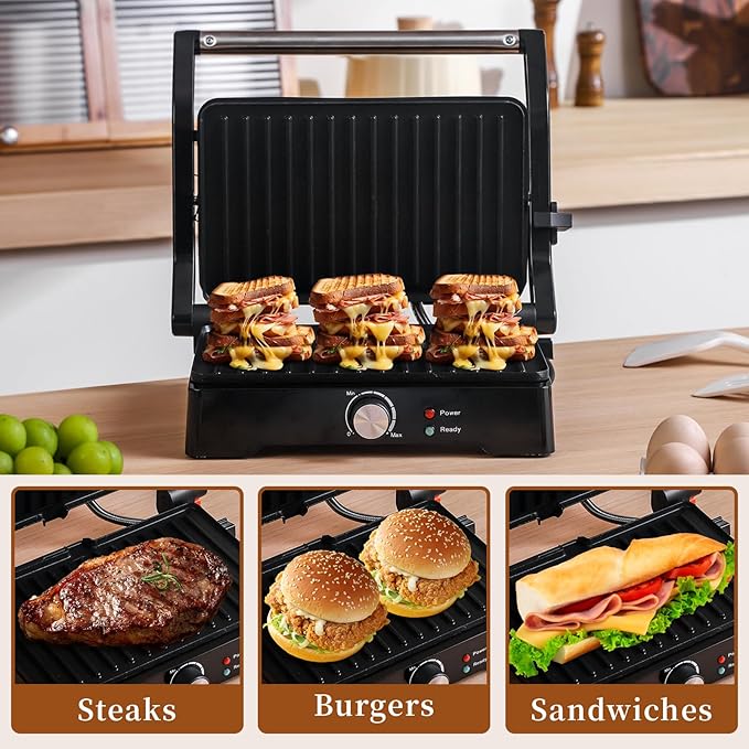 Panini Press Grill Sandwich Maker, Large Electric 3 in 1 Panini Sandwich Maker