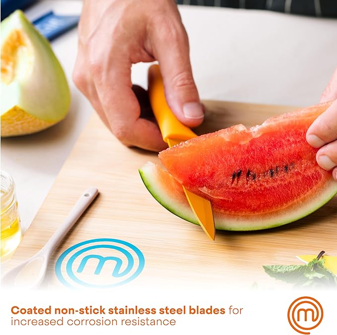 MasterChef Knife Block Set of 6 Kitchen Knives, Extra Sharp Stainless Steel