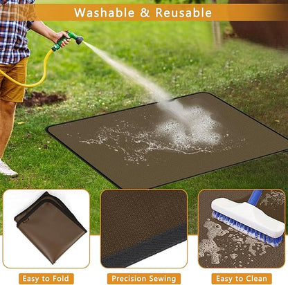 Anze Under Grill Mat for Outdoor Grill, 48x90 Inch Anti-Slip BBQ Floor Mats, Easy to Clean Reusable Fireproof Grill Pad, Oil-Proof Waterproof Protector for Indoor Fireplace Pit Mat Brown