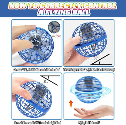 2025 Flying Orb Ball - AI Cool Novelty Gift Galaxy Boomerang Hand Drone Magic Floating Orbit Hover Mini Outdoor Fidget Toy for Boys Girls Teens Kids (2 Pack Blue)