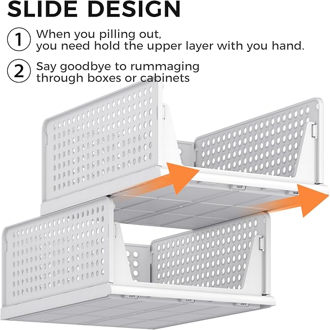 Pinkpum 8 Pack Closet Organizers and Storage Plastic Stackable Storage Bins