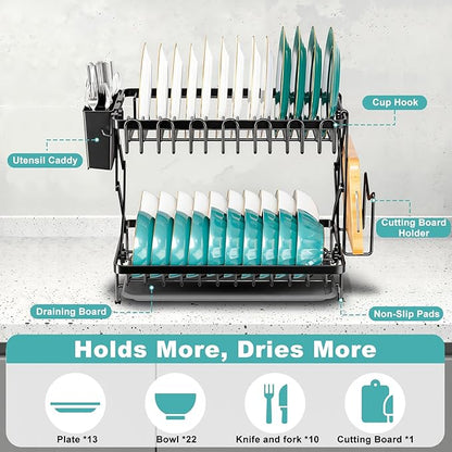 2-Tier Dish Racks for Kitchen Counter, Stainless Steel Kitchen Dish Drying Rack