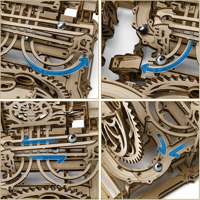 3D Wooden Puzzle Marble Run for Adults, DIY Marble Run Wooden Model Kit, HDF Material, Mechanical Puzzle, Modern Style, 334 Pieces, 1 Set, 1 Item, 1 Package