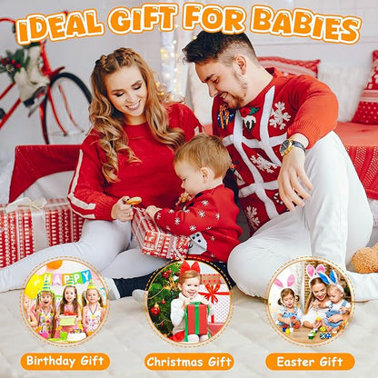 Baby Train Car Toys for Toddler 1-3, 4PCS Press to Go Push Car, Infant Play Whistle Vehicle Toy Set for 12-18 Months, 1st Birthday Christmas Easter Gifts for 1-2 Years Old Boys