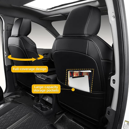 Custom Fit Sienna Seat Covers for 2021-2026 Toyota Sienna LE XLE 8-Seat, Waterproof Faux Leather Full Set Airbag Compatible 3-Row Car Seat Protectors (Black)